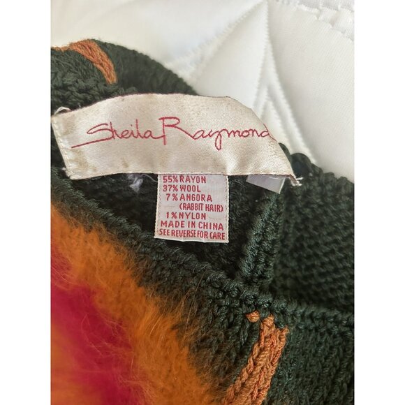 Sweater VTG 80s Sheila Raymond Asymmetric Oval Wool Blend Crew Neck Angora Sz M - Picture 10 of 11
